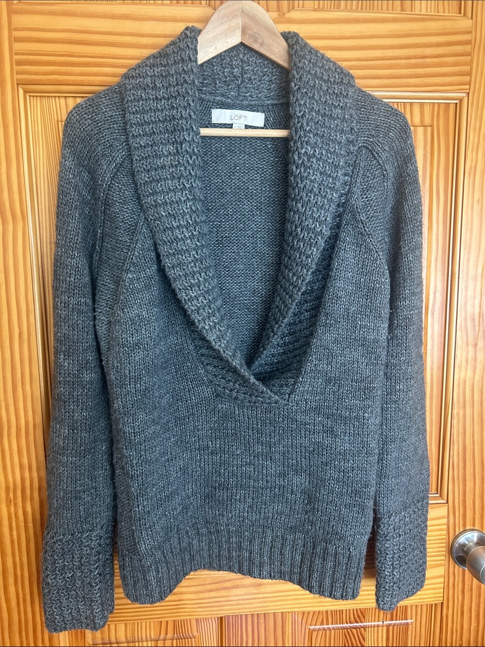 LOFT Shawl Sweater in Gray